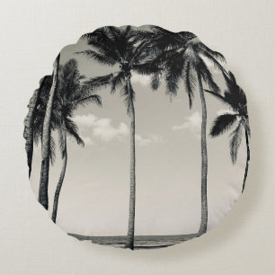 COUSSINS RONDS PALMIER TROPICAL SUR LA PLAGE