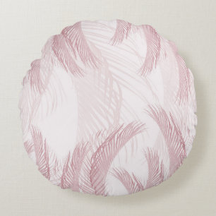 Coussins Ronds Palmiers en plumes rose pâle 1