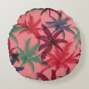 Coussins Ronds Palmiers sans couture motif