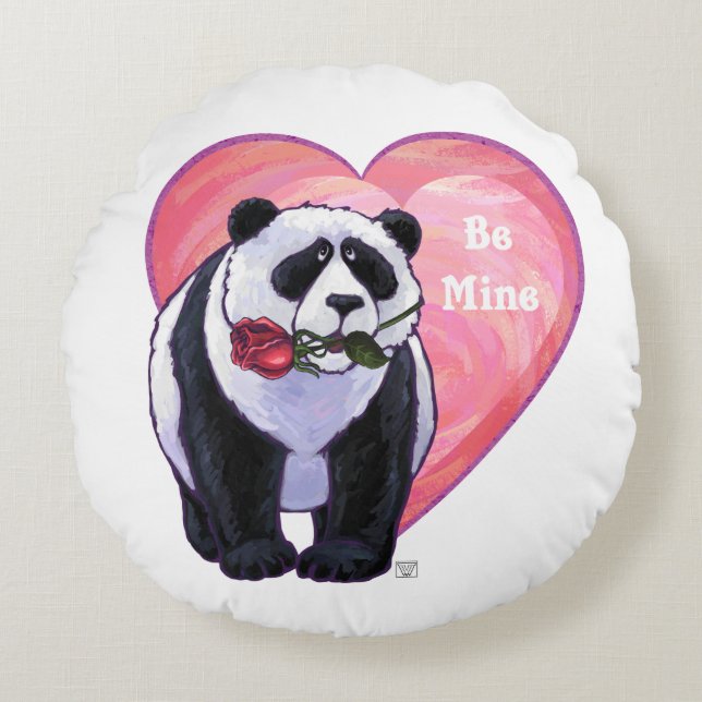 Coussins Ronds Panda Bear Saint Valentin (Devant)