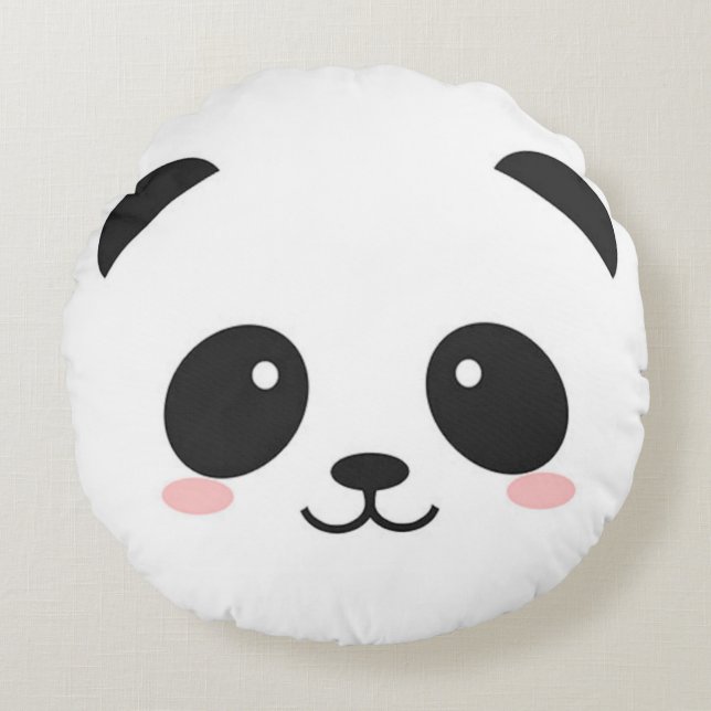 Coussins Ronds Panda heureux mignon de visage (Devant)