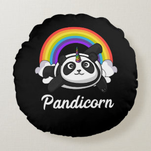 Coussins Ronds Pandicorn Panda Bear Unicorn Arc-en-ciel magique