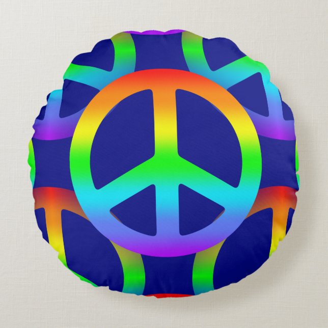Coussins Ronds Panneau de paix Rainbow (Devant)