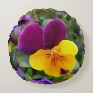 Coussins Ronds Pansies lumineuses