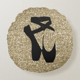 Coussins Ronds Pantoufles noires de ballet sur la conception de