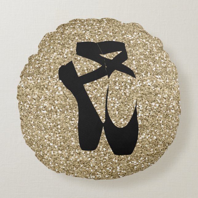 Coussins Ronds Pantoufles noires de ballet sur la conception de (Devant)