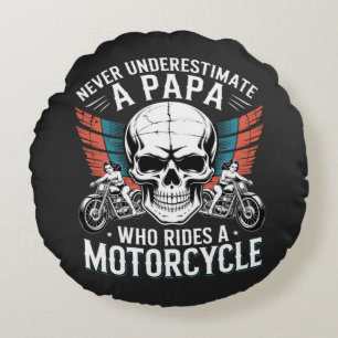 Coussins Ronds Papa Motard Qui Conduit Une Moto