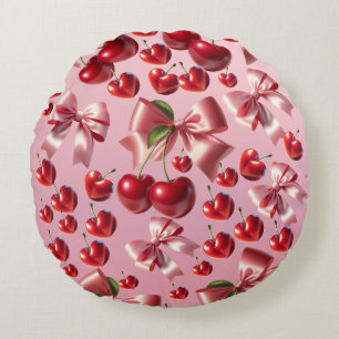 Coussins Ronds Papier d'emballage à motif de nœud papillon cœur C