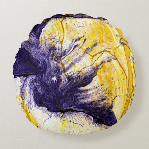 Coussins Ronds Papier Marbré : Art Acrylique Lumineux