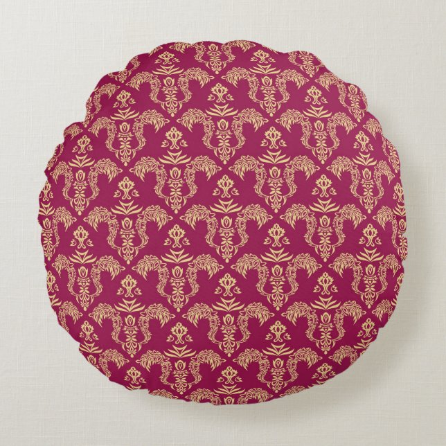 Coussins Ronds Papier peint 4 de damassé (Devant)