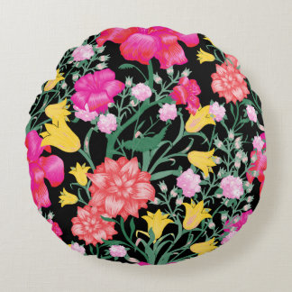 Coussins Ronds Papier peint floral motif grandes fleurs