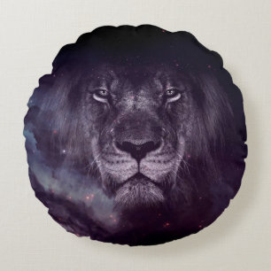 Coussins Ronds Papier peint Galaxy Lion Face Art