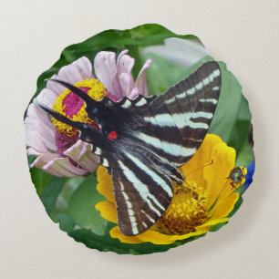 Coussins Ronds Papillon de machaon de zèbre