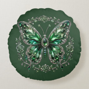 Coussins Ronds Papillon en cristal vert Cadre floral