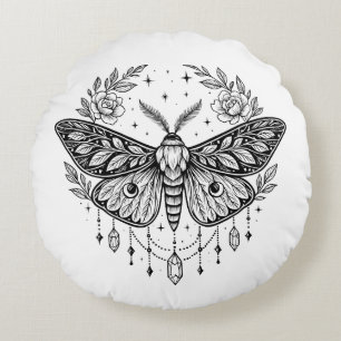 Coussins Ronds Papillon gothique mystique Art botanique céleste e