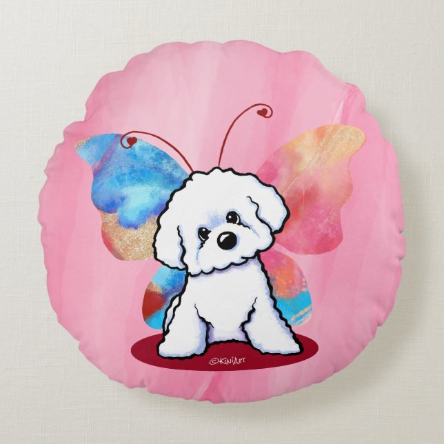 Coussins Ronds Papillon KiniArt Bichon (Devant)
