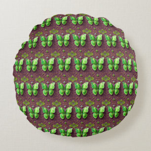 Coussins Ronds Papillon vert en optique 3D