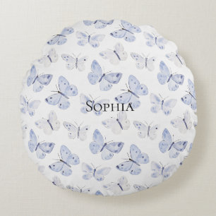 Coussins Ronds Papillons blancs mauves