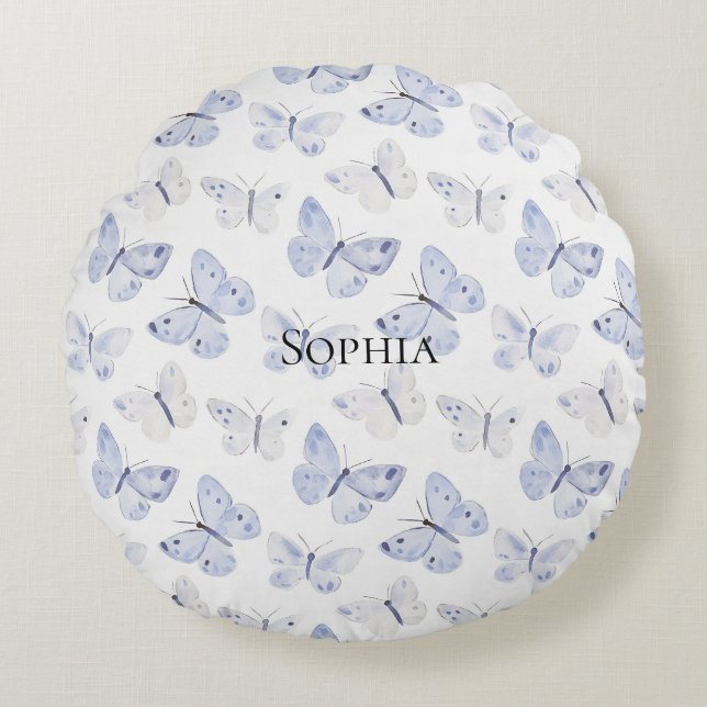 Coussins Ronds Papillons blancs mauves (Devant)