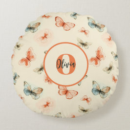 Coussins Ronds Papillons d'aquarelle modernes