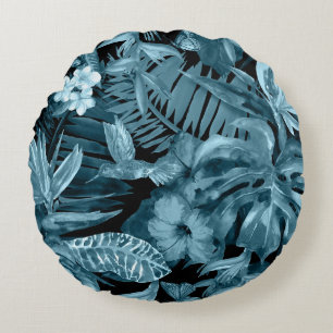 Coussins Ronds Paradis de l'aquarelle tropicale : Fleur de la jun
