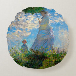 Coussins Ronds Parasol Monet Femme Impressionnisme