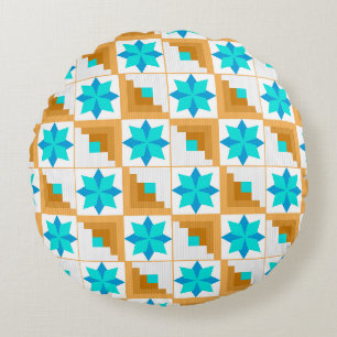 Coussins Ronds Parchemin multicolore motif géométrique