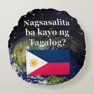 Coussins Ronds Parlez-vous le tagalog ? en tagalog. Drapeau et Te