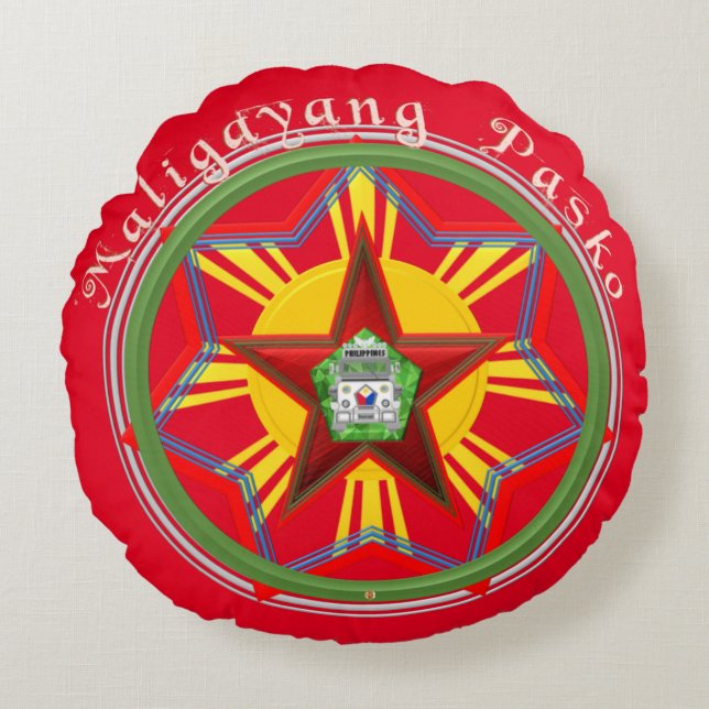 Coussins Ronds Parol philippin, Jeepney, drapeau des Philippines (Devant)