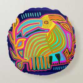 Coussins Ronds Parrot d'art populaire tropical