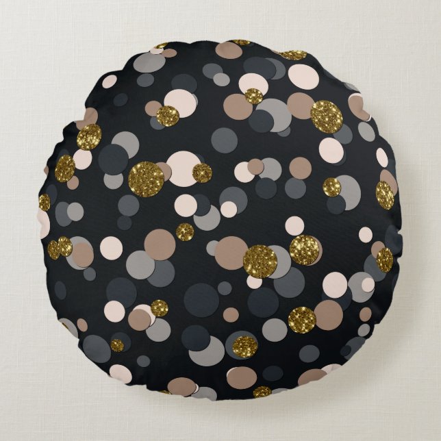 Coussins Ronds Parties scintillant Confetti Peach, Maple, Grey an (Devant)