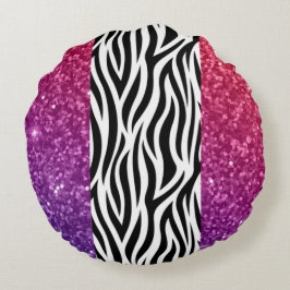 Coussins Ronds Parties scintillant Faux colorée Zebra Imprimer Je