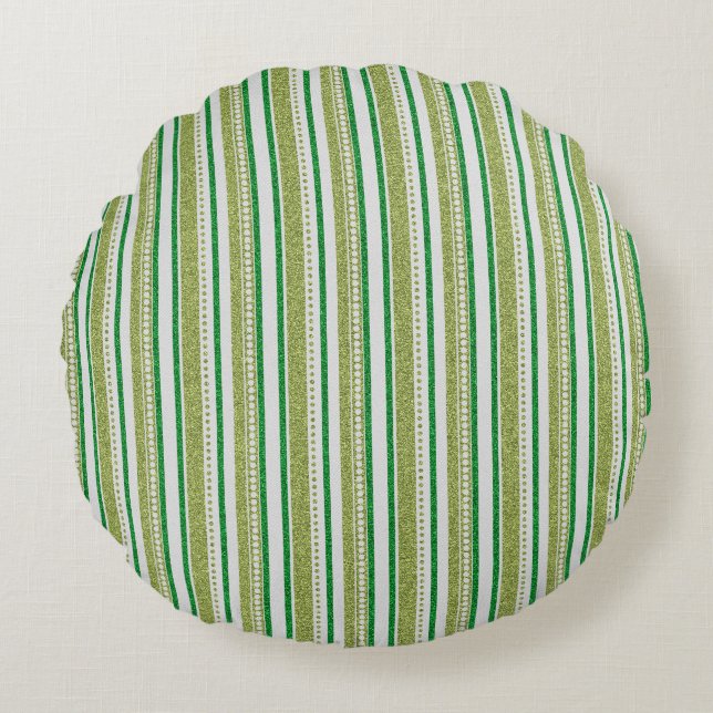 Coussins Ronds Parties scintillant Green Stripes (Devant)