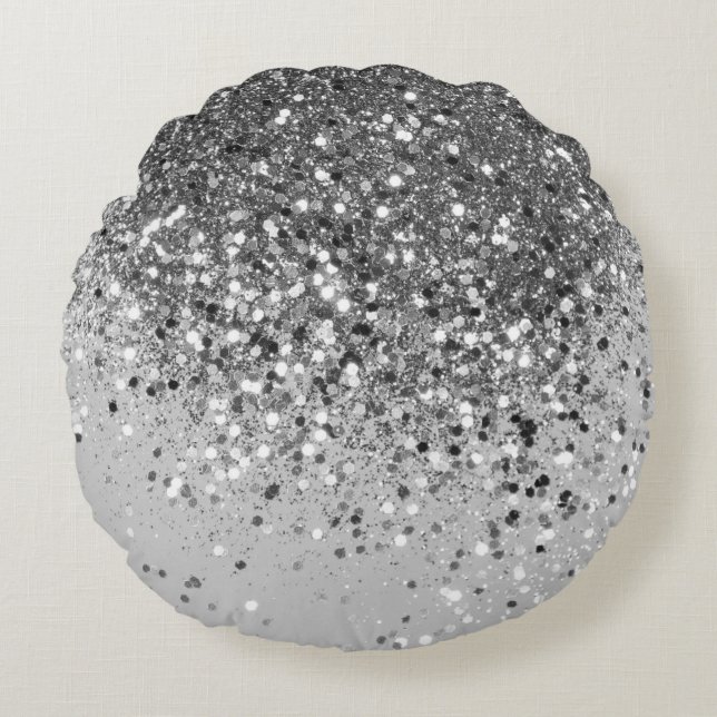 Coussins Ronds Parties scintillant gris argenté no 1 (Devant)