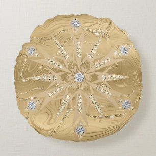 Coussins Ronds Parties scintillant Or de luxe Snowflake Diamond