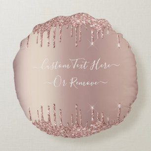 Coussins Ronds Parties scintillant rose Gold Blush Éclats Texte 