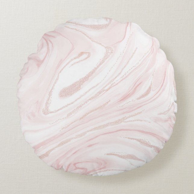 Coussins Ronds Parties scintillant rose moderne marbre (Devant)