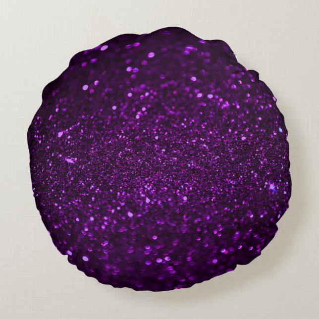 Coussins Ronds Parties scintillant violette foncée, oreiller à la (Dos)
