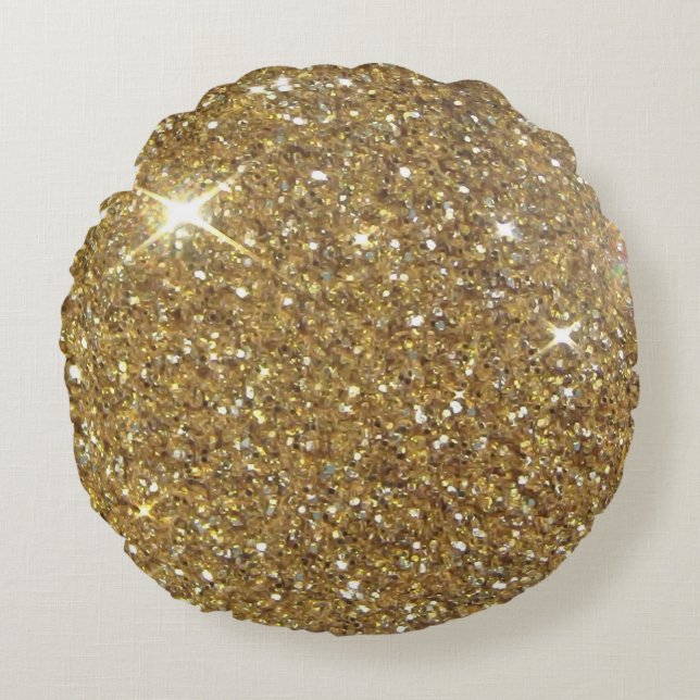 Coussins Ronds Parties scintillantes de luxe d'or - image (Devant)