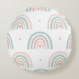 Coussins Ronds Pastel Boho Rainbow Girls Nursery