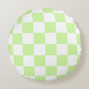 Coussins Ronds Pastel Green À damiers En vichy Motif