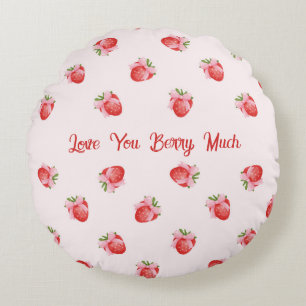 Coussins Ronds Pastel Pink Coquette Fraise personnalisée