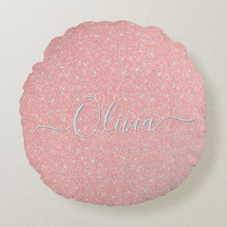 Coussins Ronds Pastel Pink Parties scintillant Sparkle Nom person