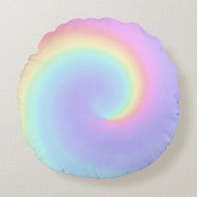 Coussins Ronds Pastel Rainbow Swirl Mariage lesbien (Devant)