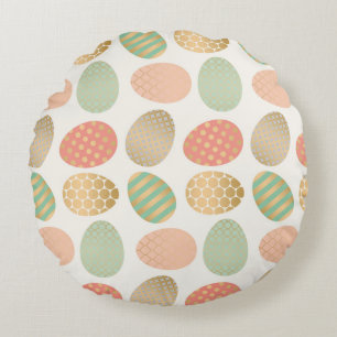 Coussins Ronds pastel vintage moderne graphique oeufs de pâques