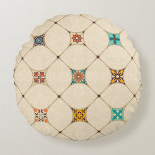 Coussins Ronds Patchwork coloré Islam Tile arabe