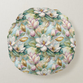 Coussins Ronds Pattern Elegant Magnolia Flowers