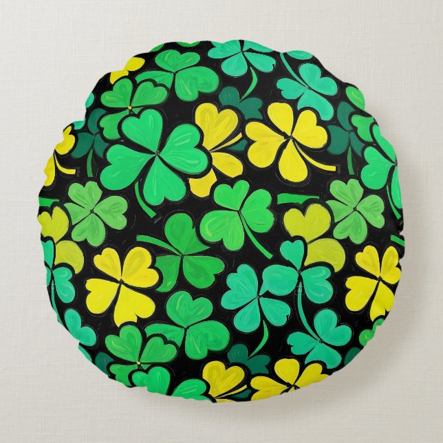 Coussins Ronds Pattern St. Patrick's Day Clovers (Devant)