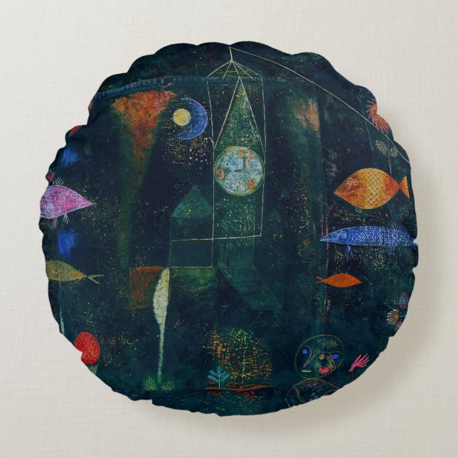 Coussins Ronds Paul Klee Fish Magic Peinture Abstraite Art graphi (Devant)