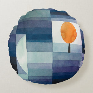 Coussins Ronds Paul Klee Messager de l'automne Bleu Moderne Abstr